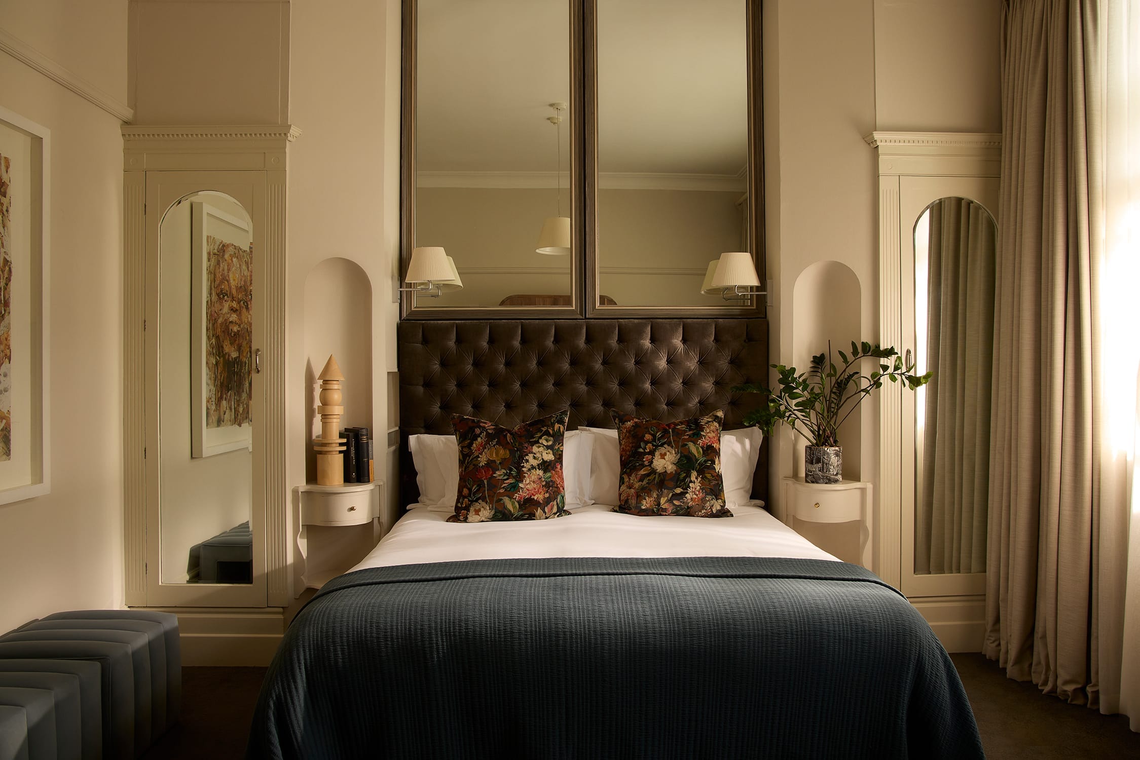 Classic House Room with floral headboard and layered textures