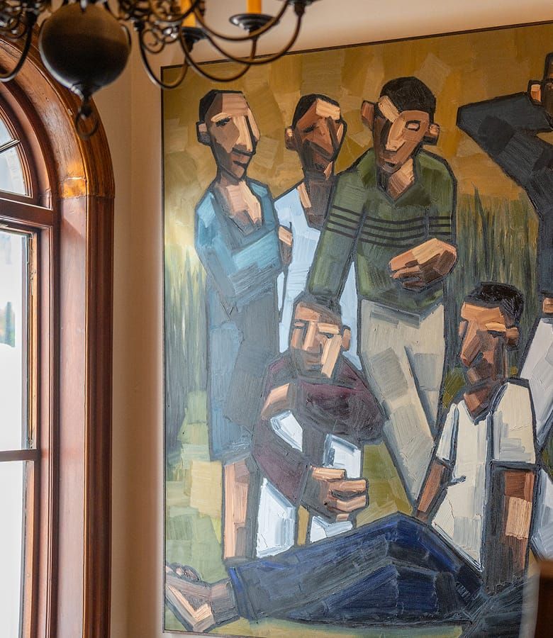 An original South African painting inside the entrance of Ellerman House