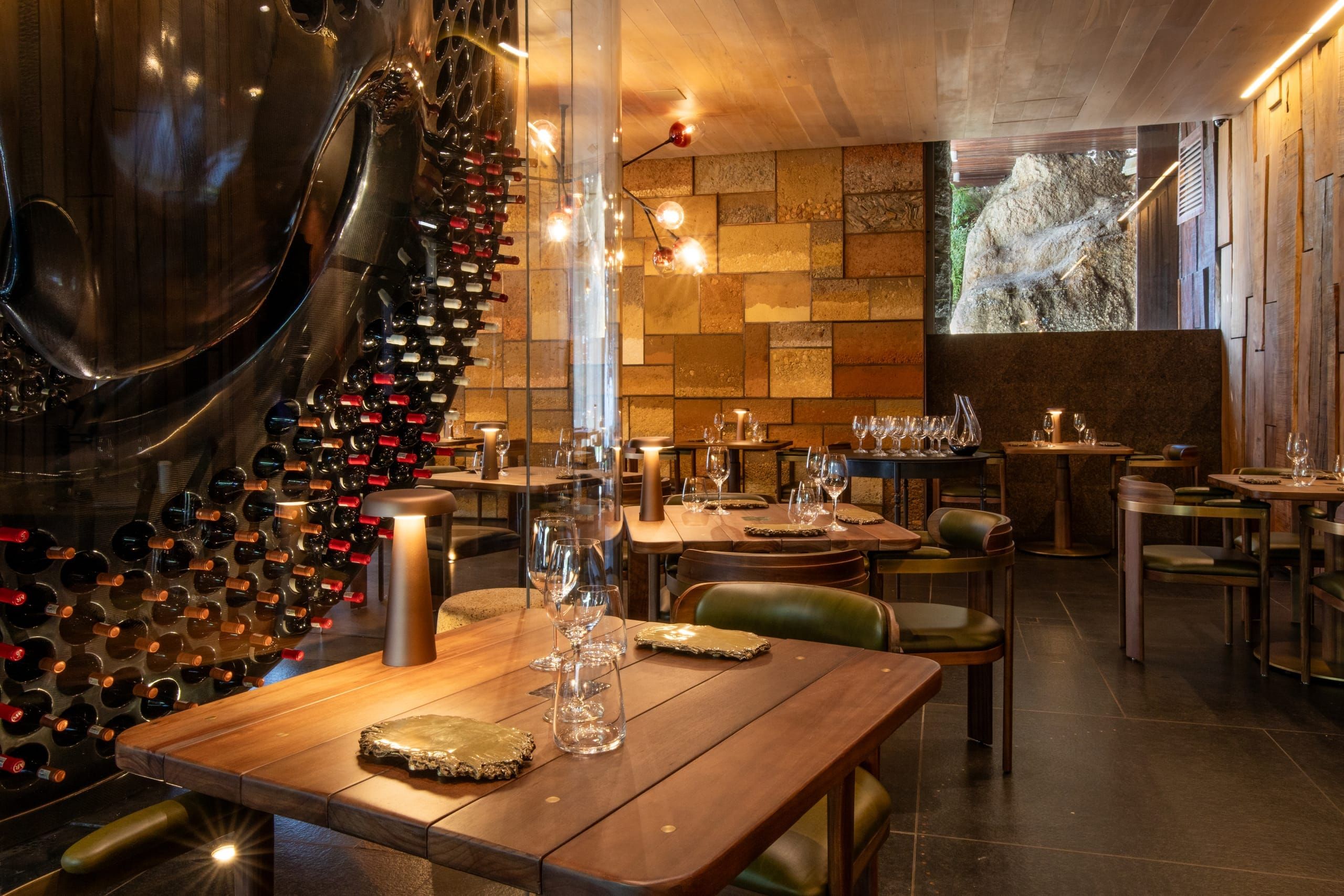 The candle-lit wine gallery and cellar