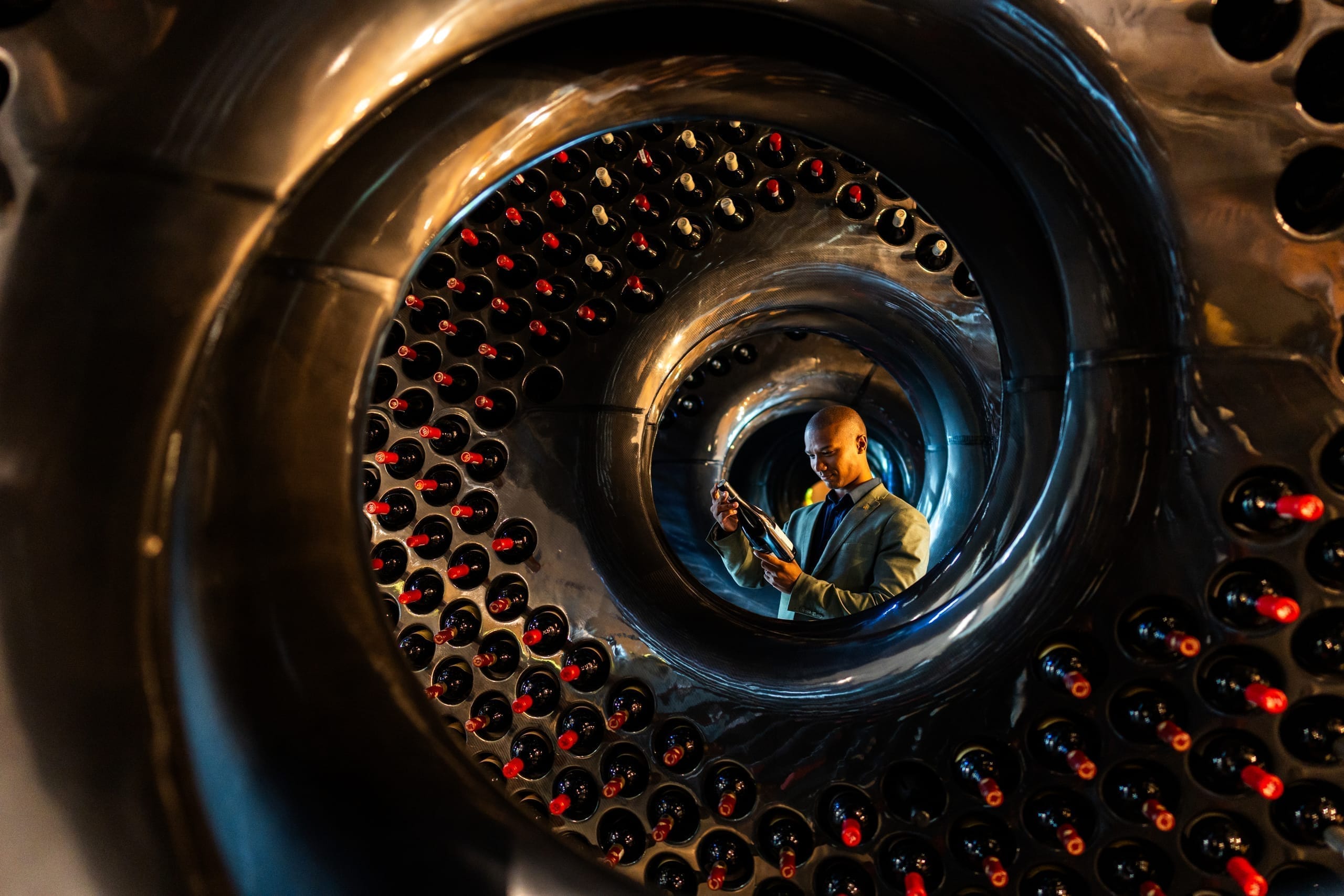 The spiralling cellar of the Wine Gallery