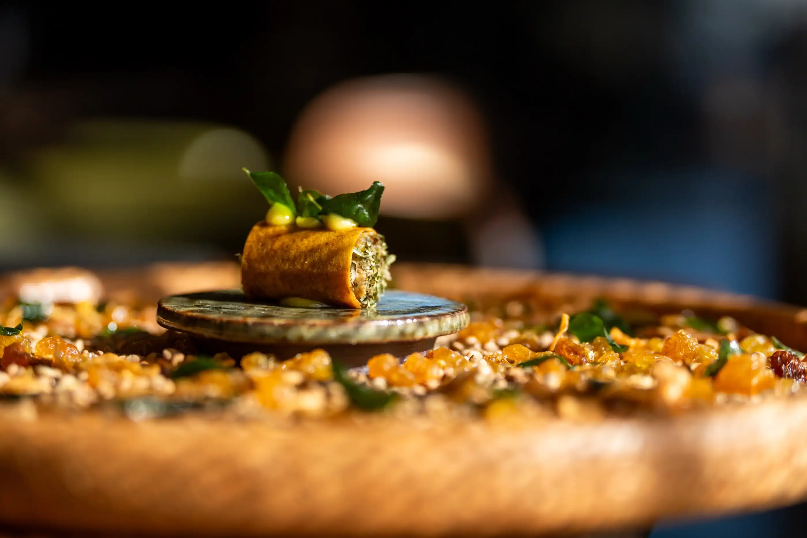 A gourmet course plated in the Ellerman House kitchen