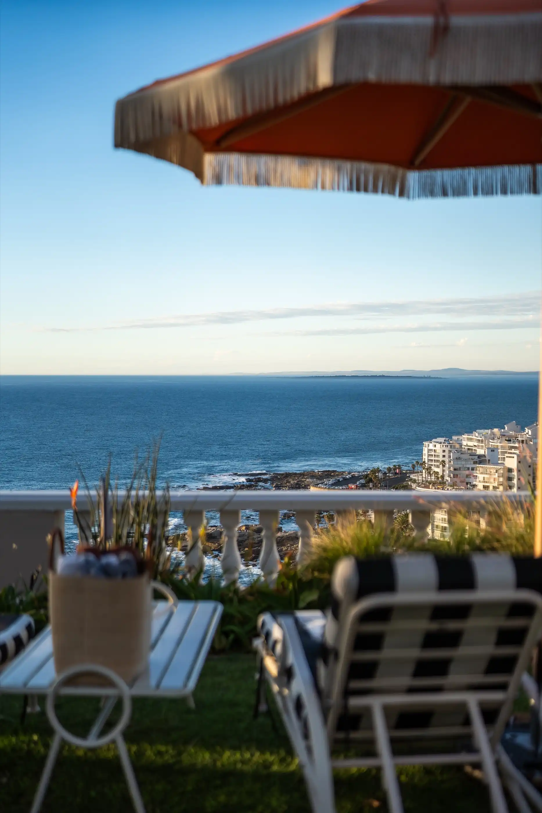 The coastline seen from a balcony above the Atlantic