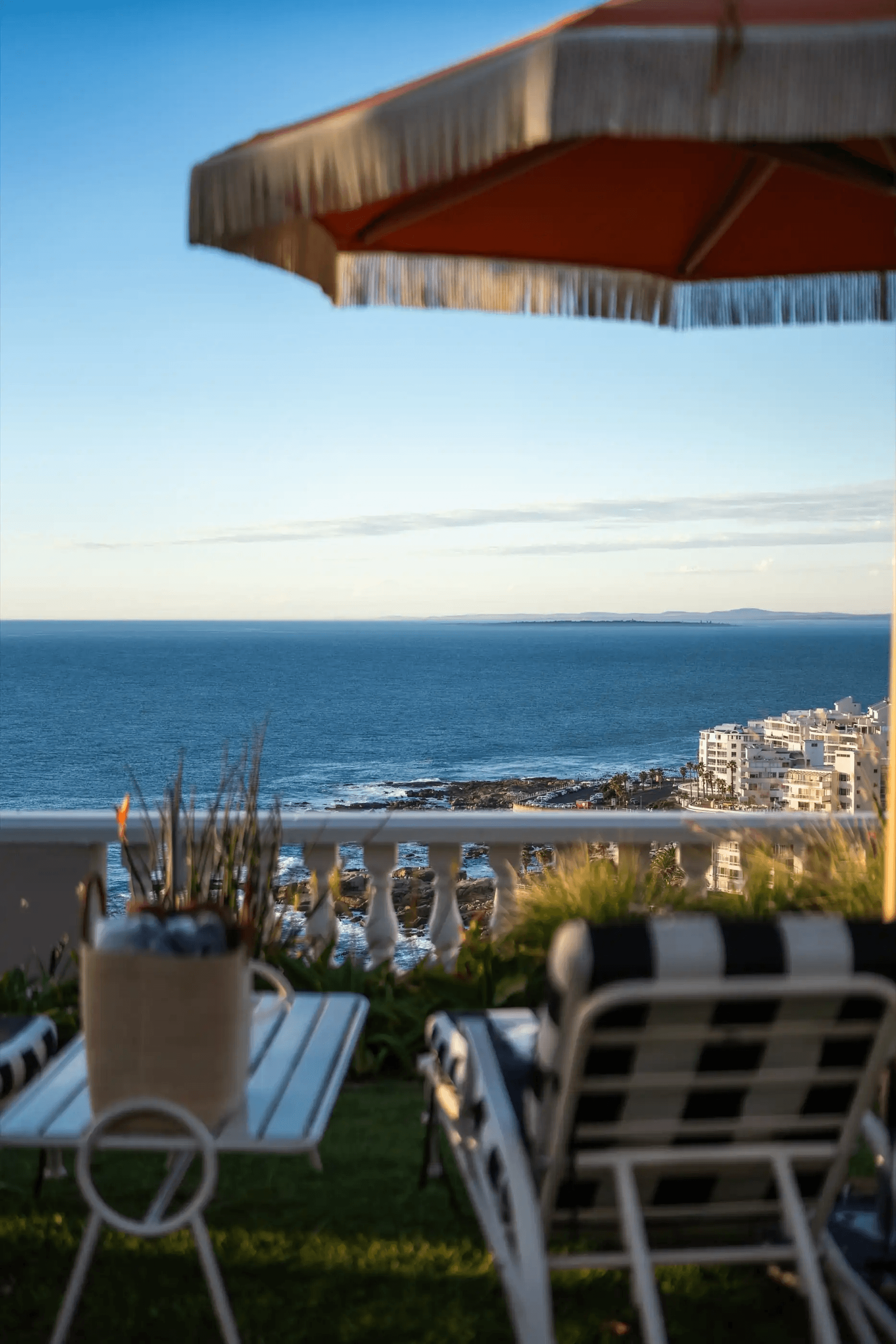 The coastline seen from a balcony above the Atlantic
