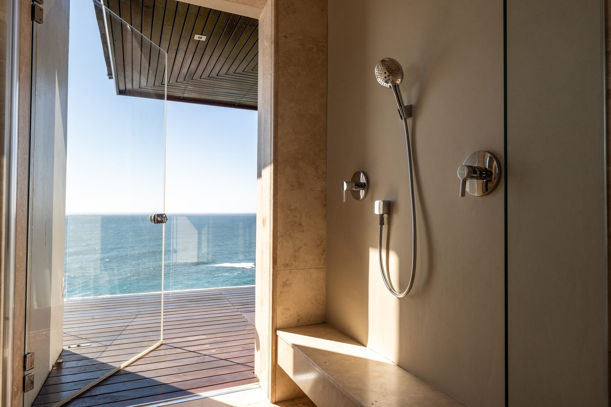 Marble en-suite bathroom within Villa One