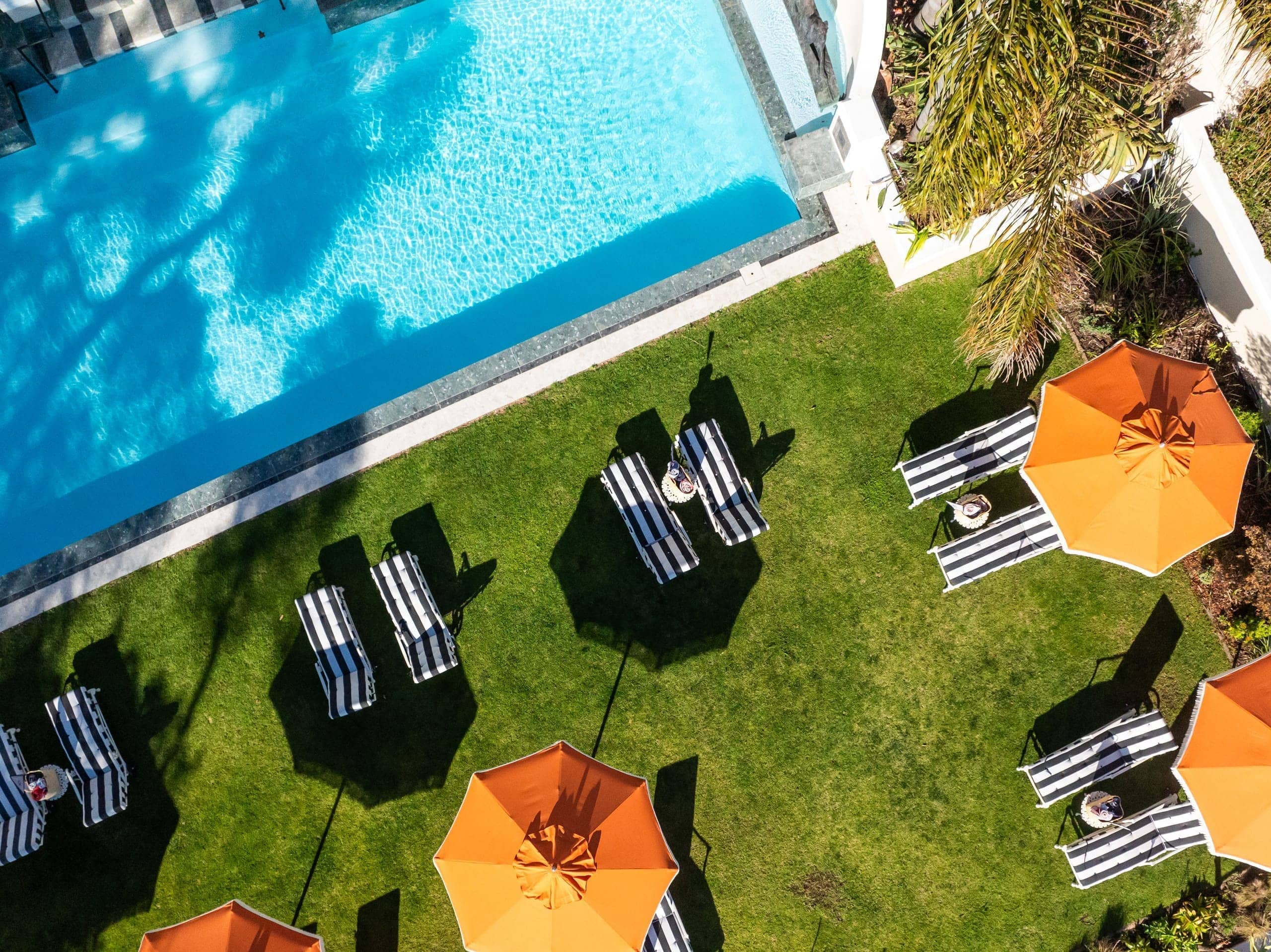 Aerial view of the pool deck at Ellerman House