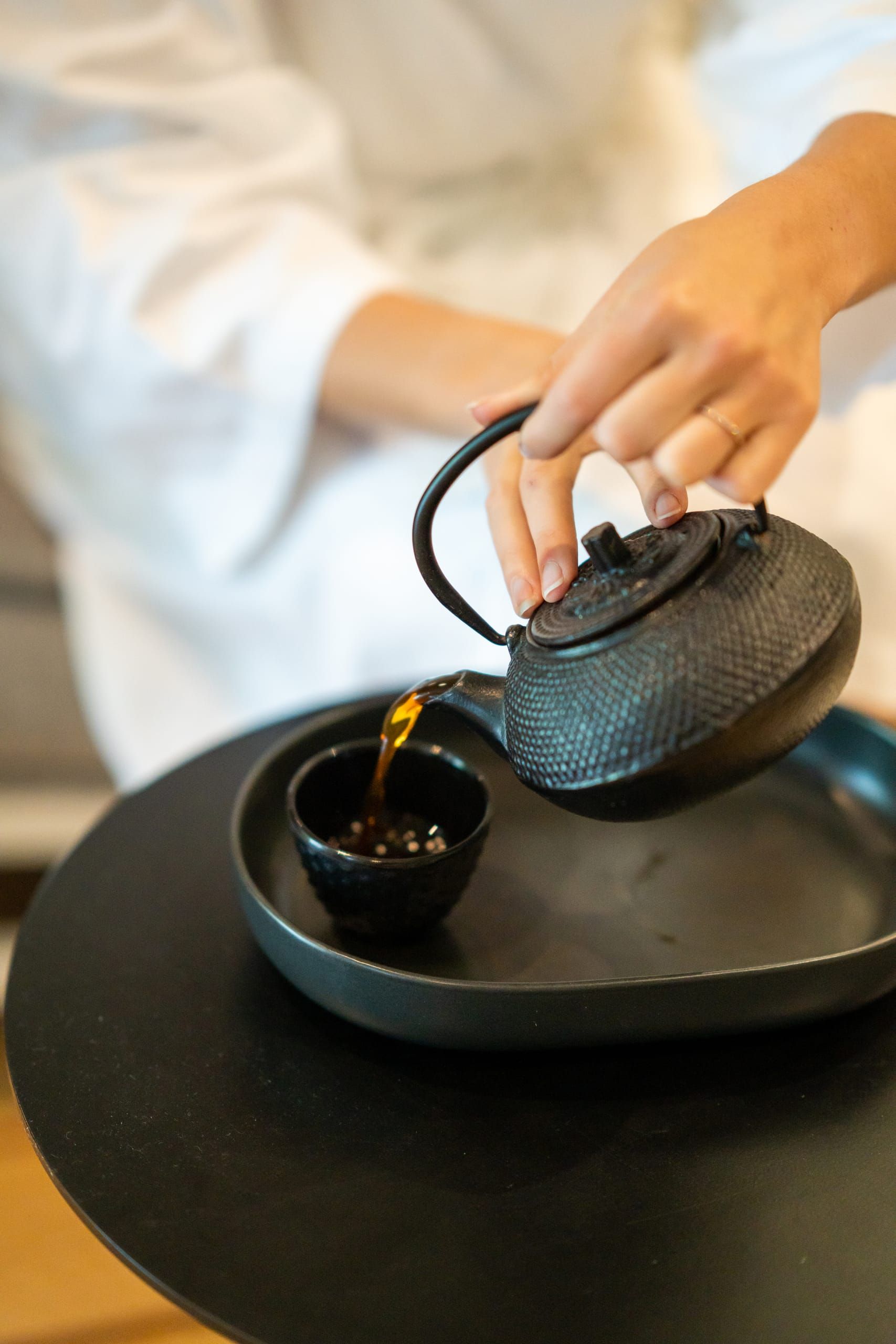 Calming tea in the spa relaxation area