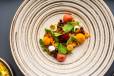 Grilled Peach & Beetroot Salad, Belnori Goats Cheese, Balsamic Pearls,  Rocket