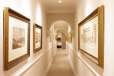 Hotel passageway with art